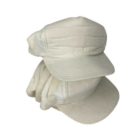 Vintage Corduroy Hat Lot 5 White Snap Back Trucker Baseball Caps Tie Dye? TEAM - Picture 1 of 3